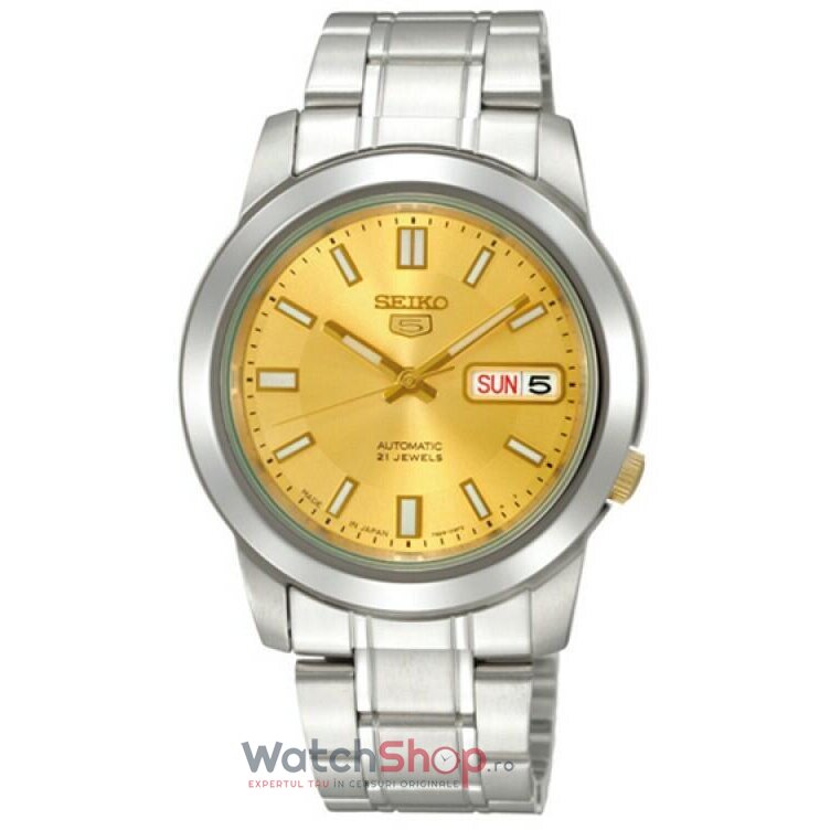 Ceas Casual Seiko Barbatesc SEIKO 5 SNKK13K1 Auriu Automatic Original cu Comanda Online