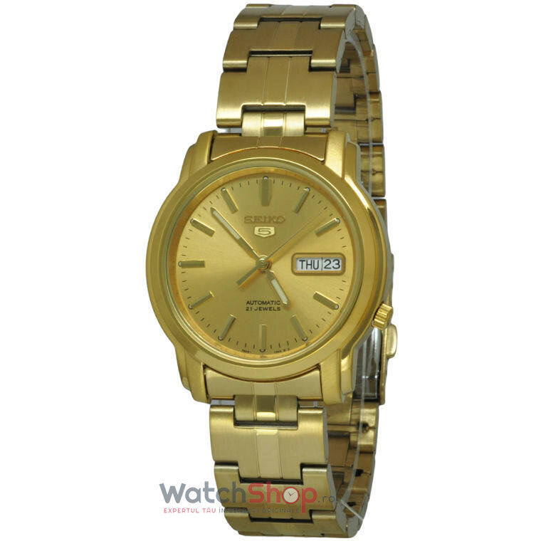 Ceas Casual Seiko Barbatesc SEIKO 5 SNKK76K1 Auriu Automatic Original cu Comanda Online