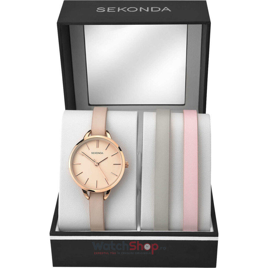 Ceas Casual Sekonda Editions 2629G 3-Piece Gift Set Roz de Dama Original cu Comanda Online