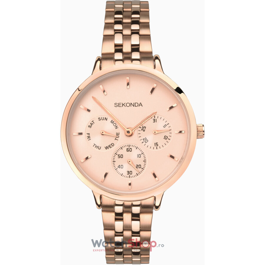 Ceas Casual Sekonda LADIES 2527 Multi-function Aur roz de Dama Original cu Comanda Online