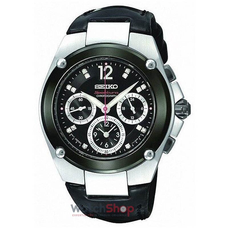 Ceas Casual-Sport Seiko URA SRW899P1 Negru de Dama Original cu Comanda Online