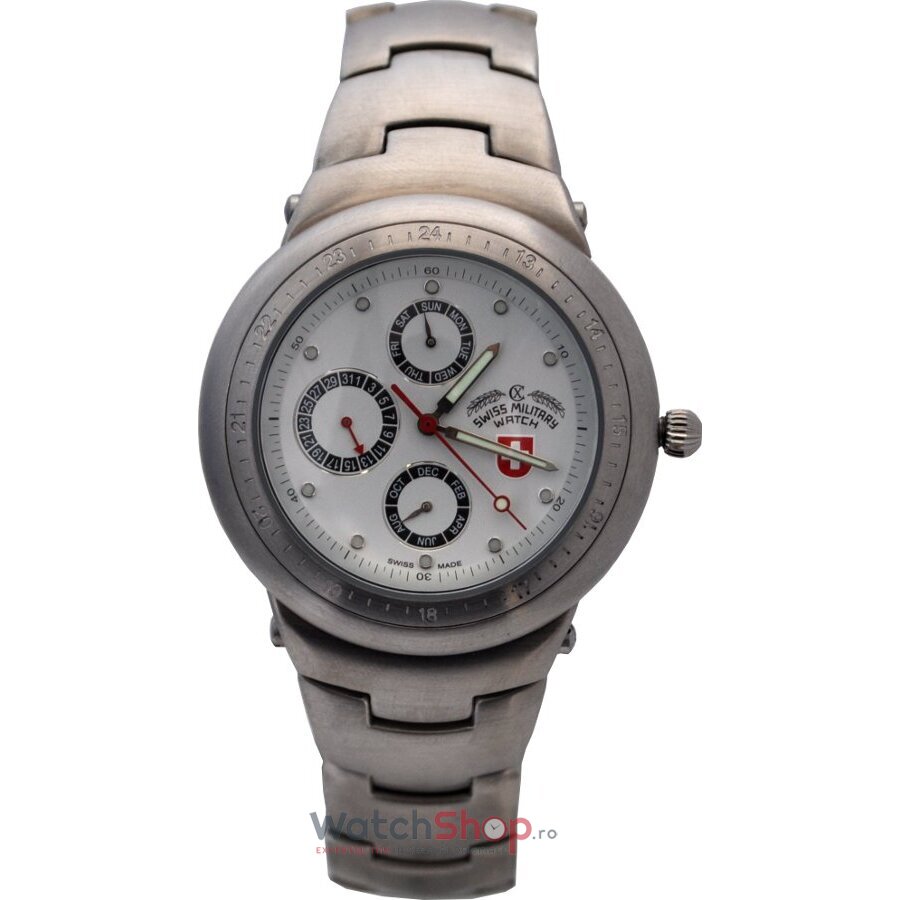 Ceas Casual-Sport Swiss Military Barbatesc 1690 Alb Quartz Original cu Comanda Online