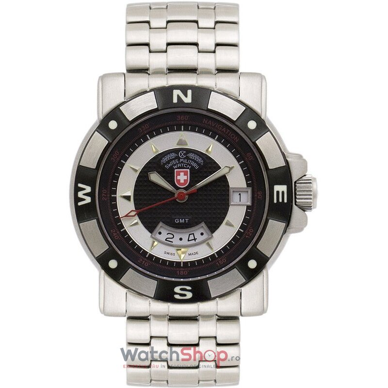 Ceas Casual-Sport Swiss Military Barbatesc GRENADIER 1951 GMT Negru Quartz Original cu Comanda Online