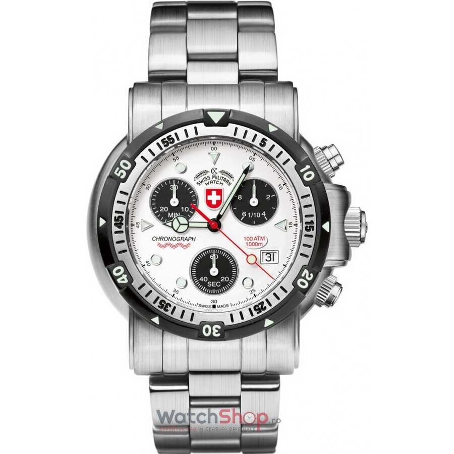 Ceas Casual-Sport Swiss Military Barbatesc SEAWOLF 1725 Argintiu Quartz Original cu Comanda Online