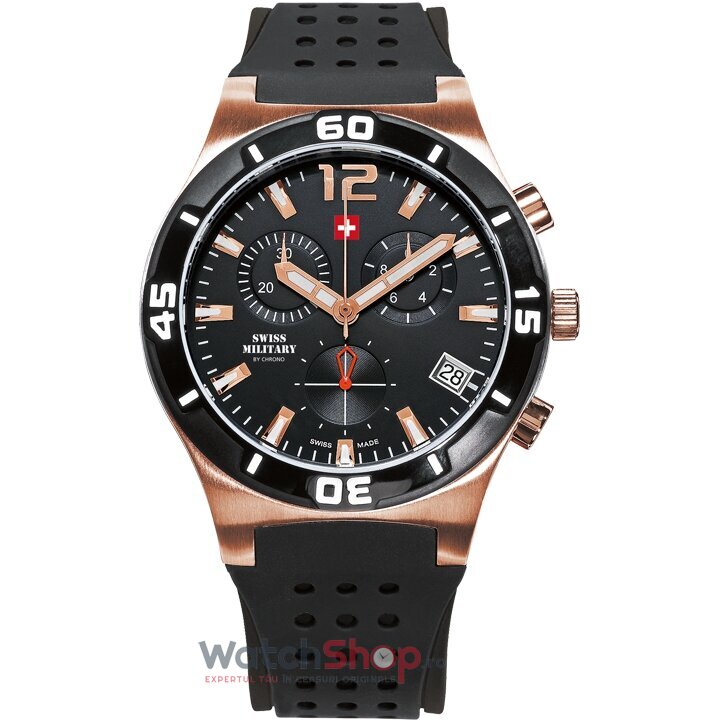 Ceas Casual-Sport Swiss Military Barbatesc by CHRONO SM34015.10 Cronograf Negru Quartz Original cu Comanda Online