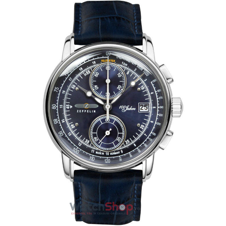 Ceas Casual-Sport Zeppelin Barbatesc 100 YEARS 8670-3 Albastru Quartz Original cu Comanda Online