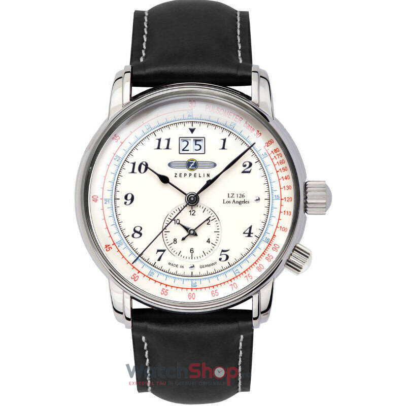 Ceas Casual-Sport Zeppelin Barbatesc LZ126 LOS ANGELES 8644-1 Alb Quartz Original cu Comanda Online