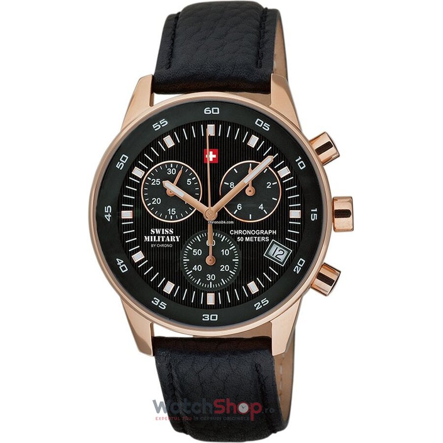 Ceas Casual Swiss Military Barbatesc by CHRONO SM30052.06 Cronograf Negru Quartz Original cu Comanda Online