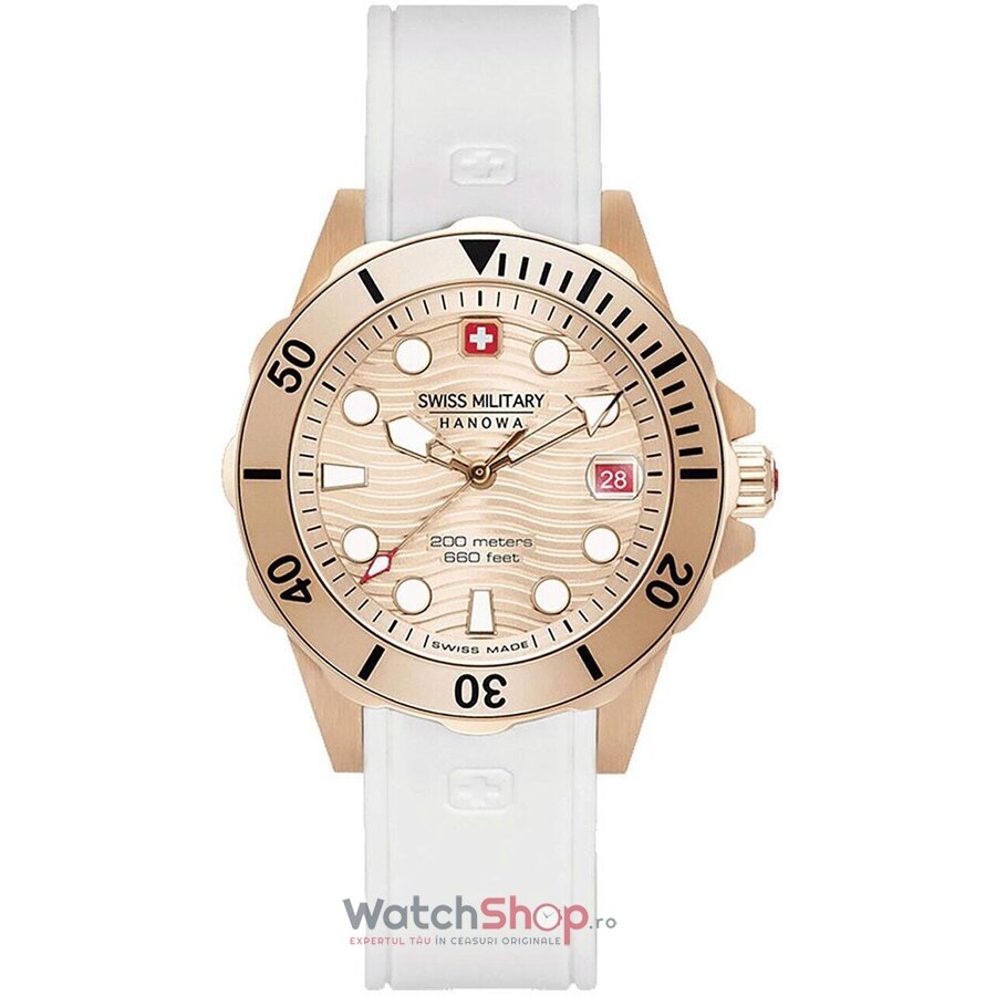 Ceas Casual Swiss Military Hanowa OFFSHORE 06-6338.09.010 Diver Lady Aur roz de Dama Original cu Comanda Online