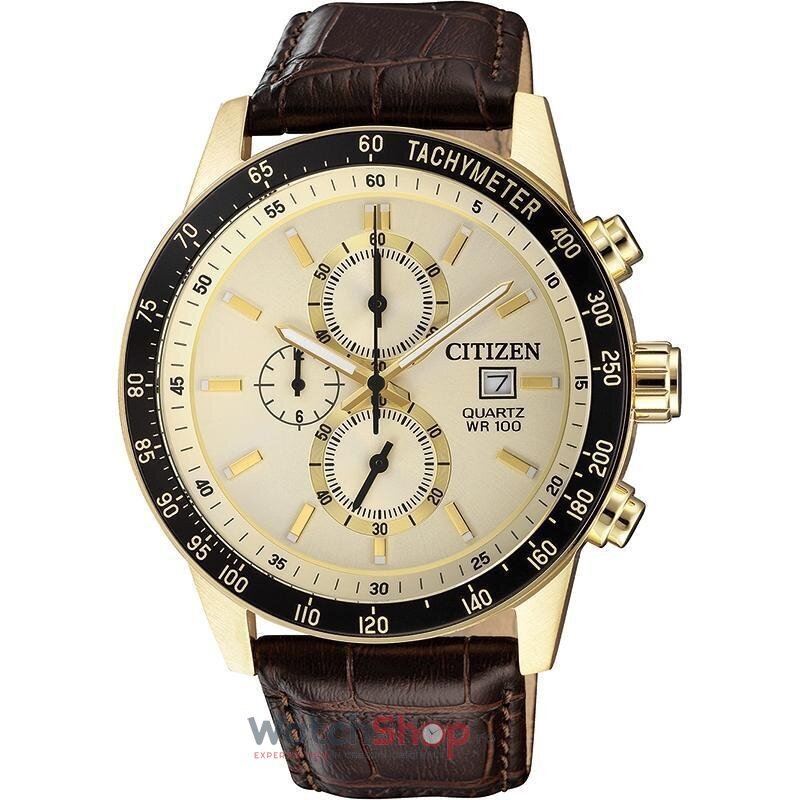 Ceas Citizen Original Barbatesc Casual Auriu BASIC AN3602-02A Cronograf Tahometru Quartz cu Comanda Online