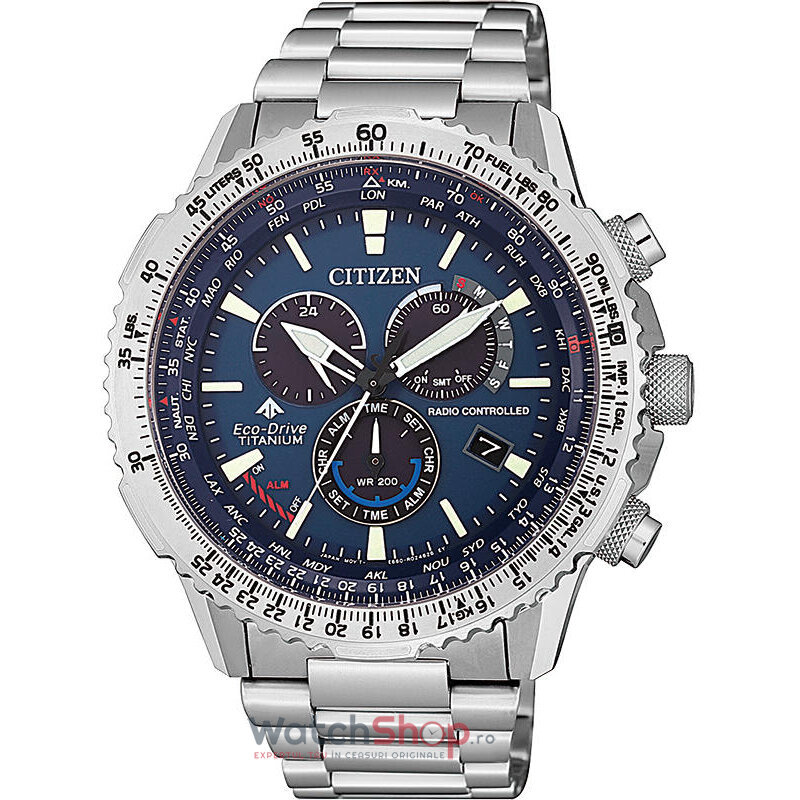 Ceas Citizen Original Barbatesc Elegant Bleumarin PROMASTER SKY CB5010-81L Cronograf Eco-Drive cu Comanda Online