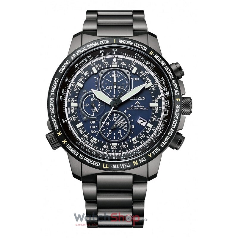 Ceas Citizen Original Barbatesc Sport Albastru PROMASTER SKY AT8195-85L Radio Controlled Eco-Drive cu Comanda Online