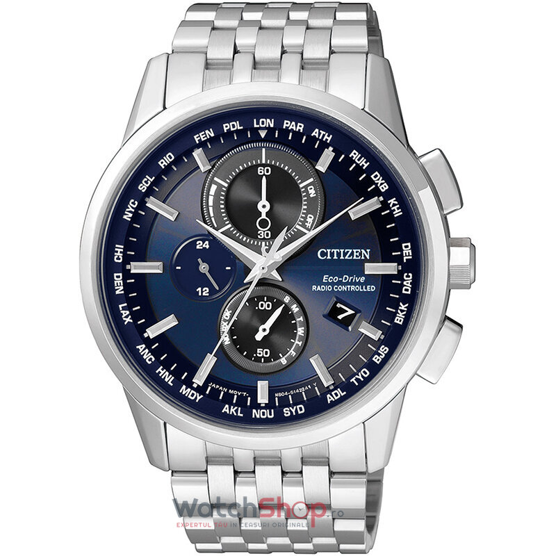 Ceas Citizen Original Casual-Lux Albastru pentru Barbati AT8110-61L Eco Drive Radio Controlled cu Comanda Online