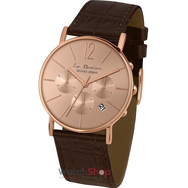 Ceas Clasic Jacques Lemans LA PASSION LP-123N Cronograf Aur roz de Dama Original cu Comanda Online