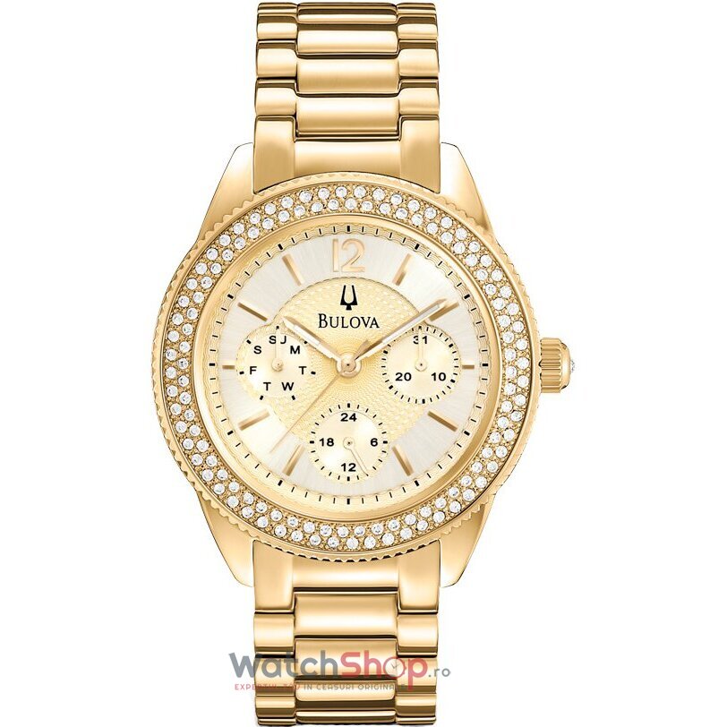 Ceas Dama Bulova Casual Auriu CRYSTAL 97N102 Original cu Comanda Online