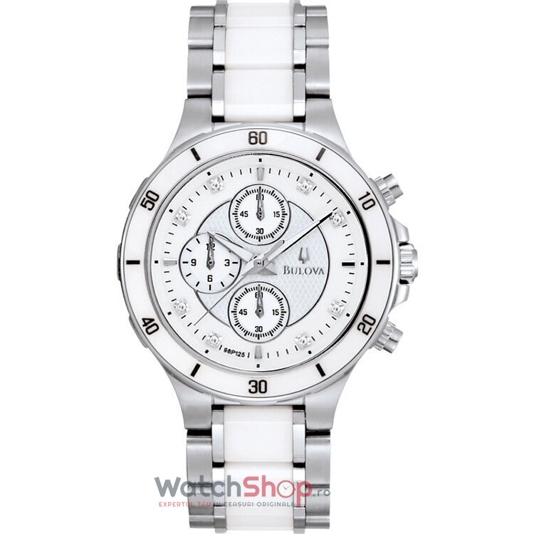 Ceas Dama Bulova Lux Alb DIAMOND 98P125 Original cu Comanda Online