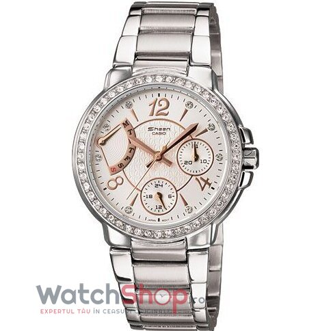 Ceas Dama Casio Casual Alb SHEEN SHN-3008D-7ADS Original cu Comanda Online