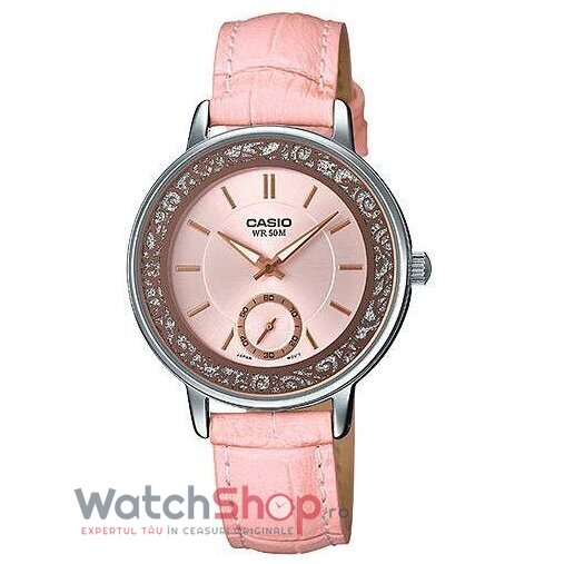 Ceas Dama Casio Casual Roz LTP-E408L-4A Original cu Comanda Online