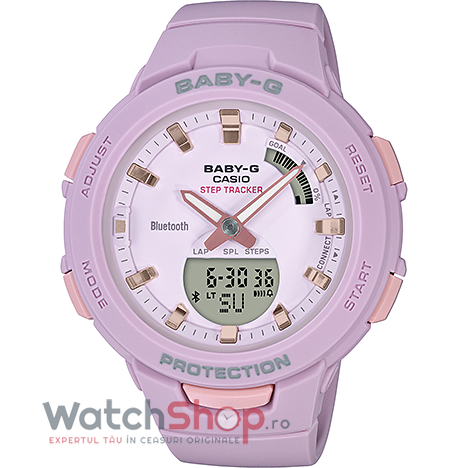 Ceas Dama Casio Sport Mov Baby-G BSA-B100-4A2ER G-Squad Step Tracker Original cu Comanda Online