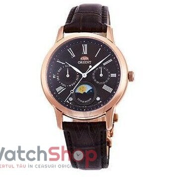 Ceas Dama Orient Elegant Maro SUN AND MOON RA-KA0002Y10B Original cu Comanda Online