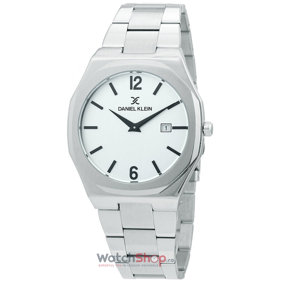 Ceas Daniel Klein Original Barbatesc Casual Alb Argintiu PREMIUM DK.1.12330.2 Quartz cu Comanda Online