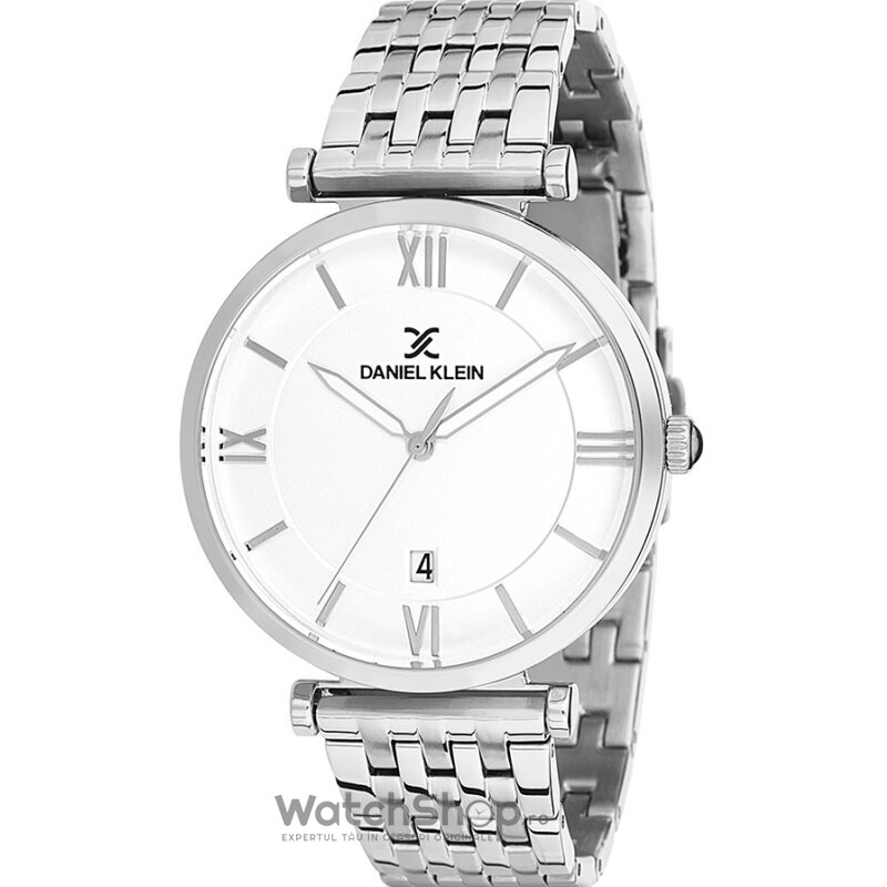 Ceas Daniel Klein Original Barbatesc Elegant Alb Argintiu PREMIUM DK12217-1 Quartz cu Comanda Online