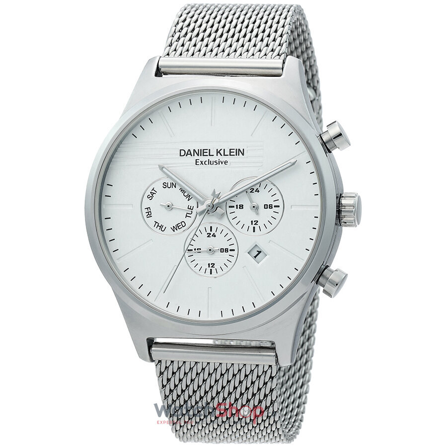 Ceas Daniel Klein Original Barbatesc Elegant Argintiu EXCLUSIVE DK.1.12358.1 Quartz cu Comanda Online