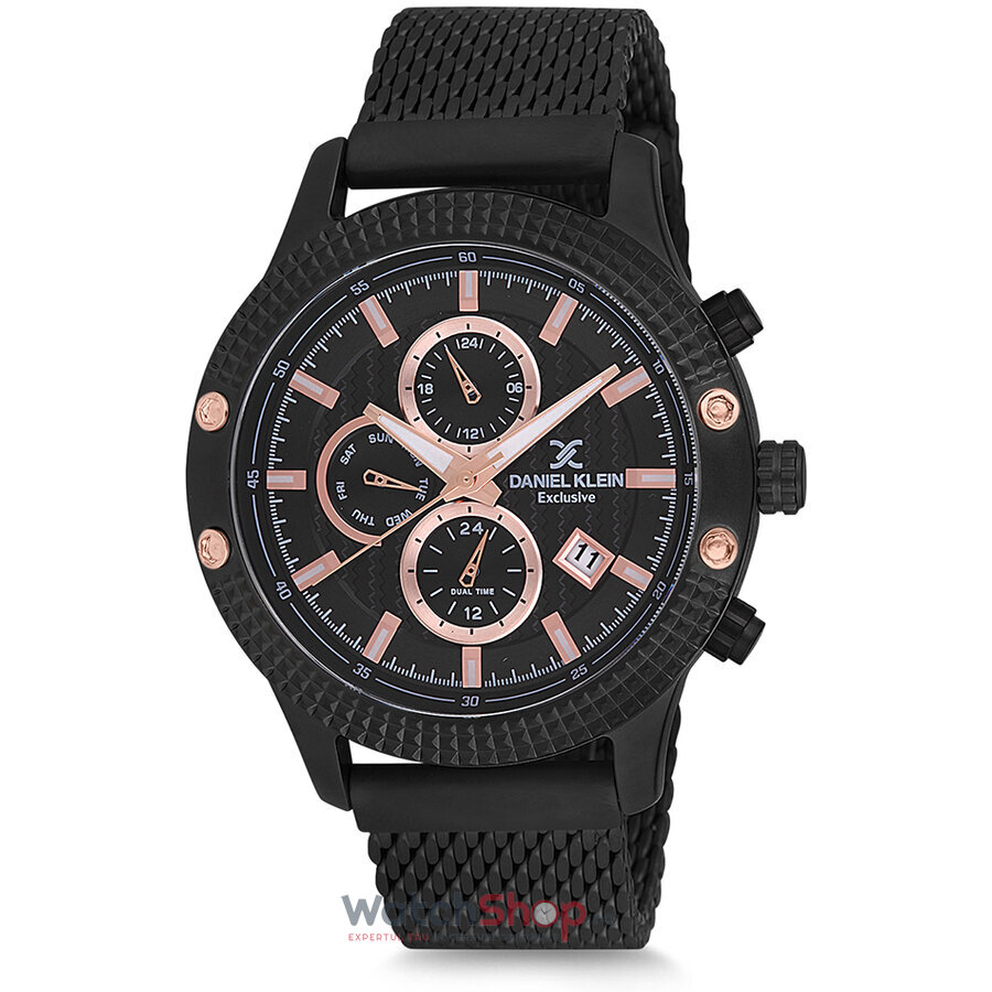 Ceas Daniel Klein Original Barbatesc Fashion Negru EXCUSIVE DK12225-5 Quartz cu Comanda Online