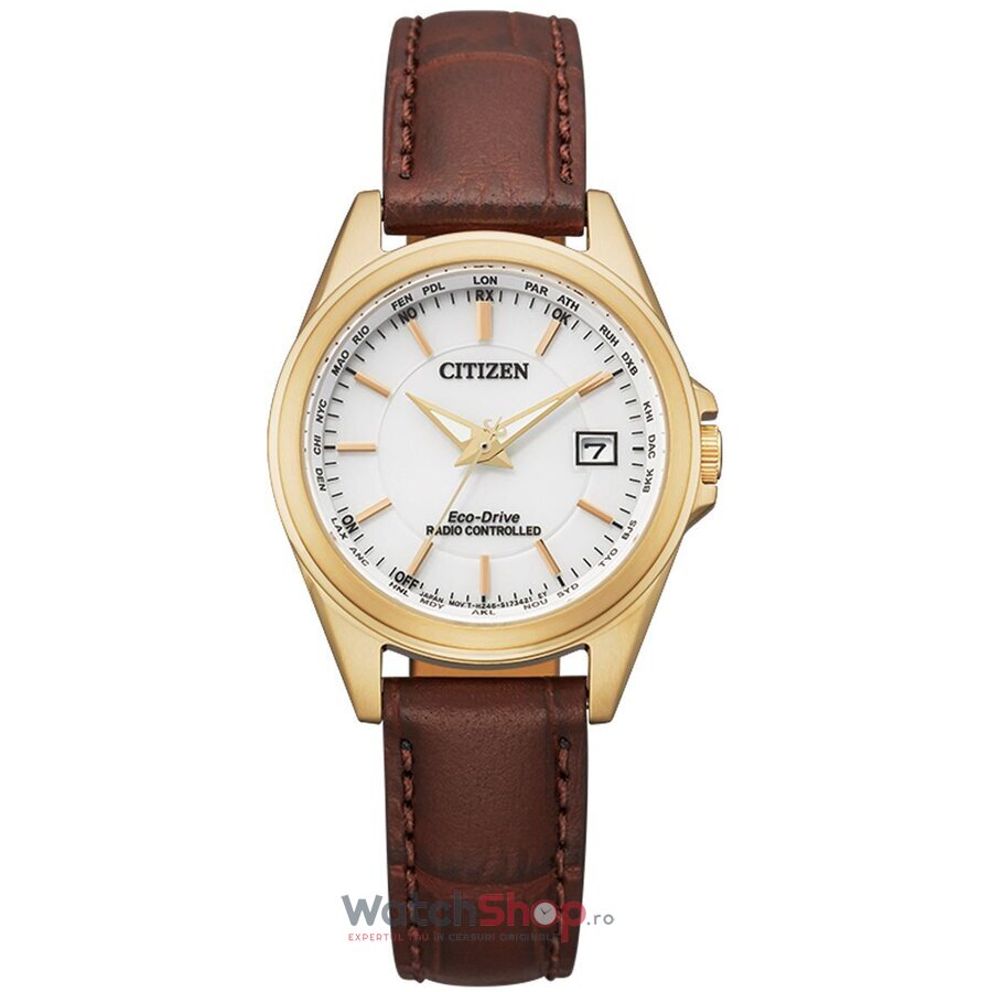 Ceas Elegant Citizen LADIES EC1183-16A Radio controlled Alb de Dama Original cu Comanda Online