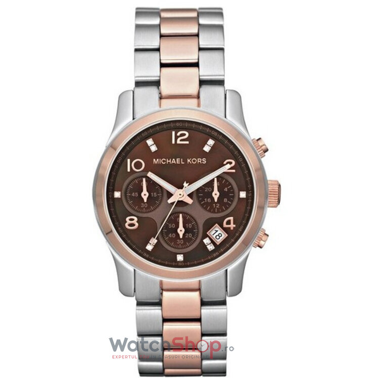 Ceas Elegant Michael Kors RUNWAY TWO-TONE MK5495 Chronograf Maro de Dama Original cu Comanda Online