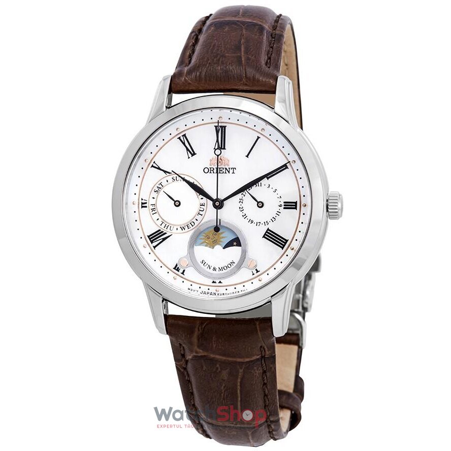 Ceas Elegant Orient SUN AND MOON RA-KA0005A10B Alb de Dama Original cu Comanda Online