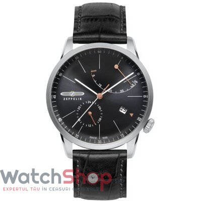 Ceas Elegant Zeppelin Barbatesc FLATLINE 7366-2 Negru Automatic Original cu Comanda Online