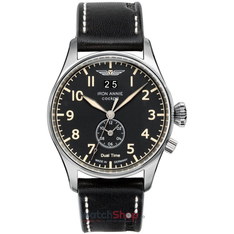 Ceas Iron Annie Original Barbatesc Casual-Sport Negru Cockpit 5140-2 Dual Time Quartz cu Comanda Online