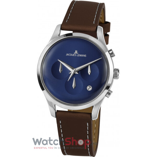 Ceas Jacques Lemans Original Barbatesc Casual Albastru RETRO 1-2067C Cronograf Quartz cu Comanda Online