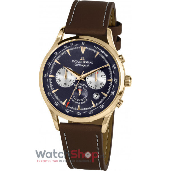 Ceas Jacques Lemans Original Barbatesc Casual Albastru RETRO 1-2068K Cronograf Quartz cu Comanda Online