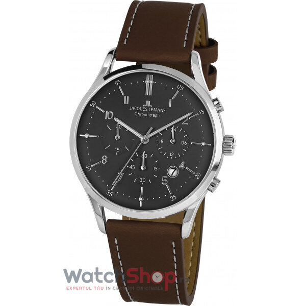 Ceas Jacques Lemans Original Barbatesc Casual Gri RETRO 1-2068M Cronograf Quartz cu Comanda Online