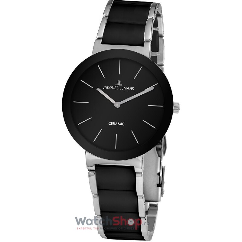 Ceas Jacques Lemans Original Barbatesc Casual Negru CERAMIC 42-8A Quartz cu Comanda Online