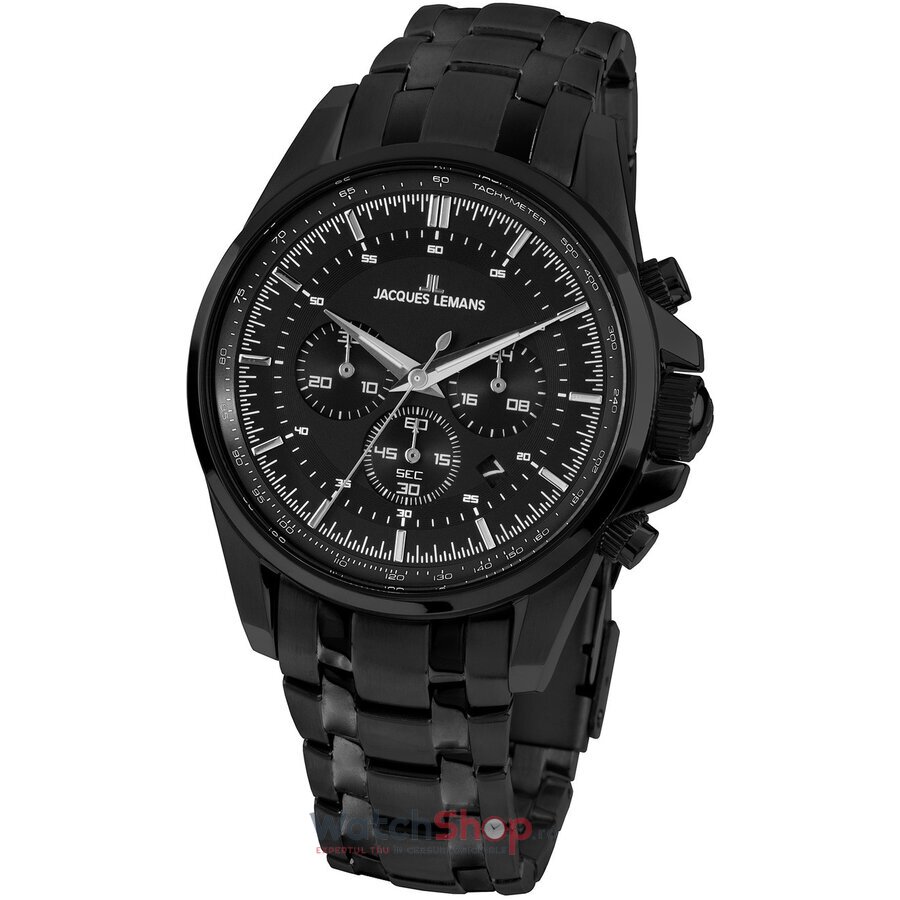 Ceas Jacques Lemans Original Barbatesc Casual-Sport Negru Liverpool 1-1799ZD Chronograph Quartz cu Comanda Online