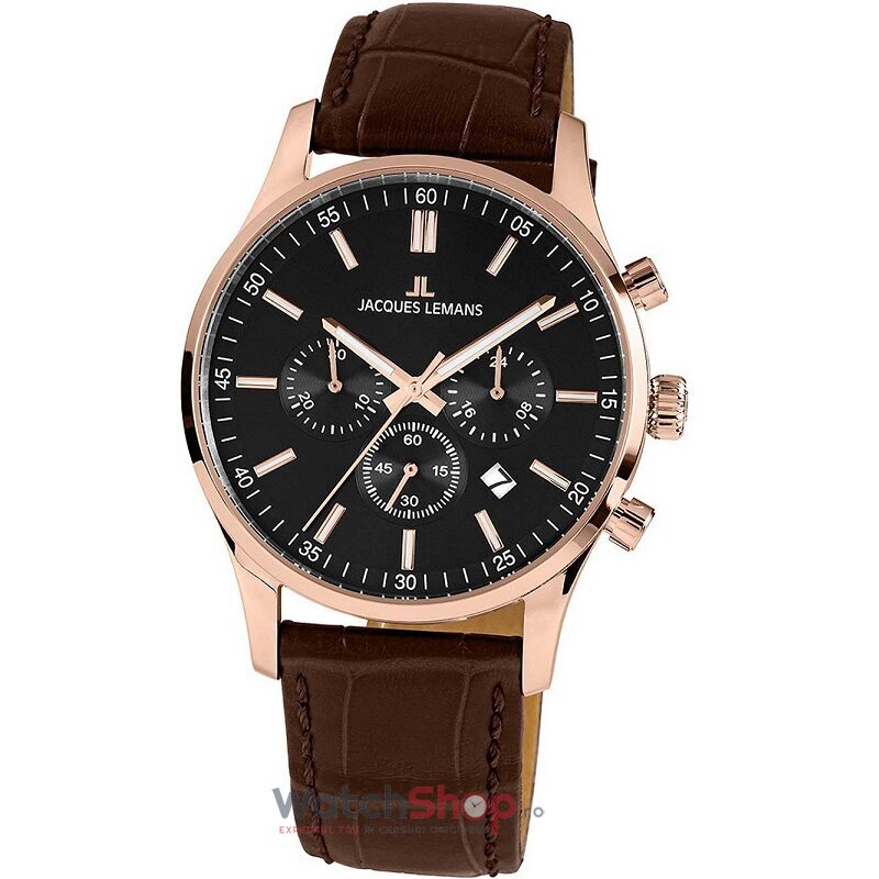 Ceas Jacques Lemans Original Barbatesc Elegant Negru LONDON 1-2025D Cronograf Quartz cu Comanda Online