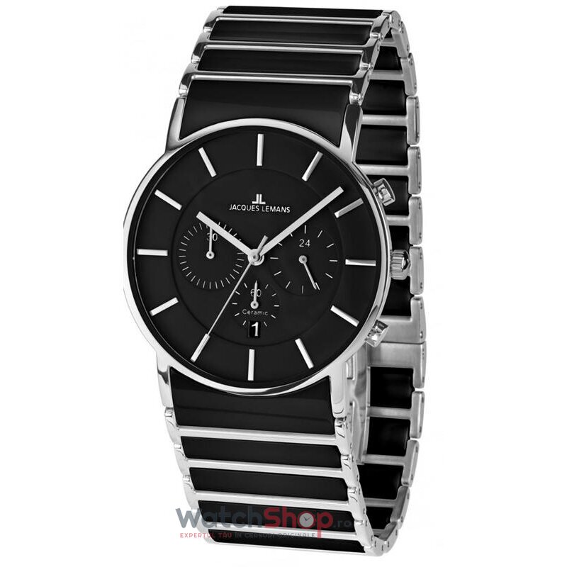 Ceas Jacques Lemans Original Barbatesc Elegant Negru YORK 1-1815A Cronograf Quartz cu Comanda Online