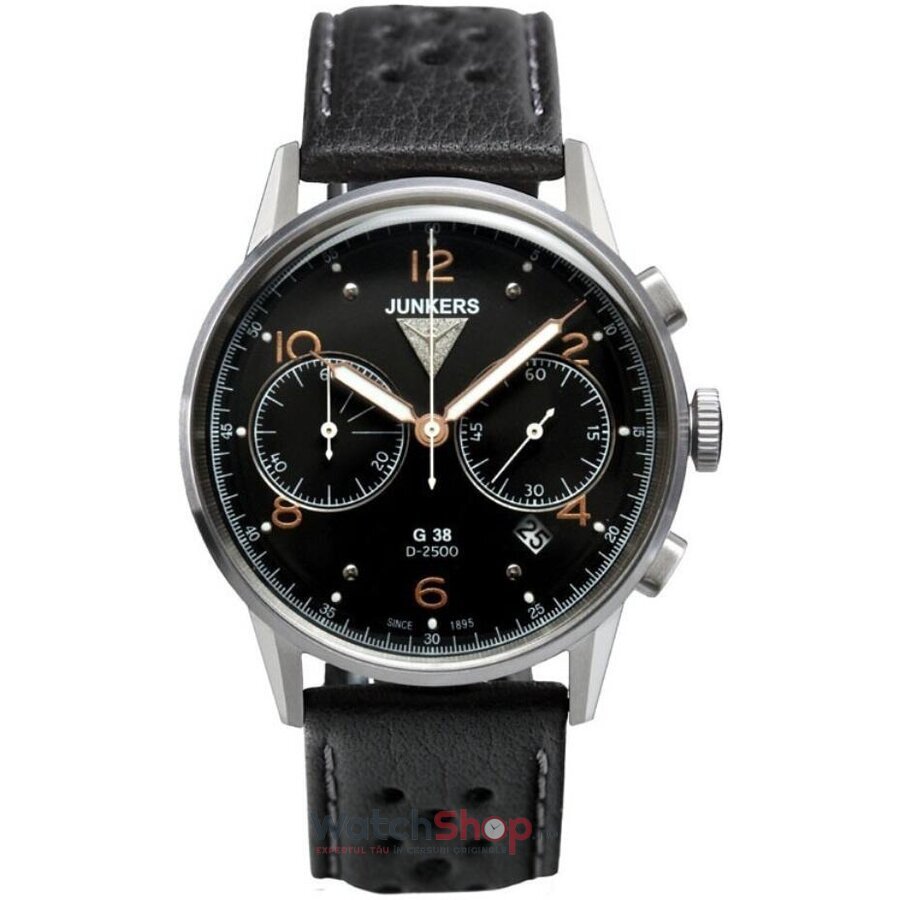 Ceas Junkers Original Barbatesc Elegant Negru G38 6984-5 Cronograf Quartz cu Comanda Online