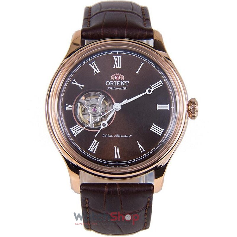 Ceas Orient Original Barbatesc Elegant Maro FAG00001T0 Open Heart Automatic cu Comanda Online