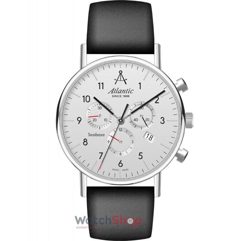 Ceas Original Atlantic Casual Argintiu SEABASE 60452.41.25 Chrono pentru Barbati cu Comanda Online