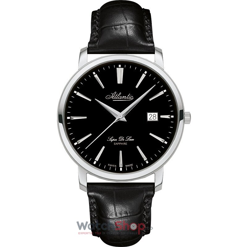 Ceas Original Atlantic Casual Negru SUPER DE LUXE 64351.41.61 pentru Barbati cu Comanda Online