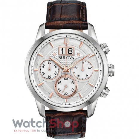 Ceas Original Bulova Sport Argintiu SUTTON 96B309 Chronograph pentru Barbati cu Comanda Online