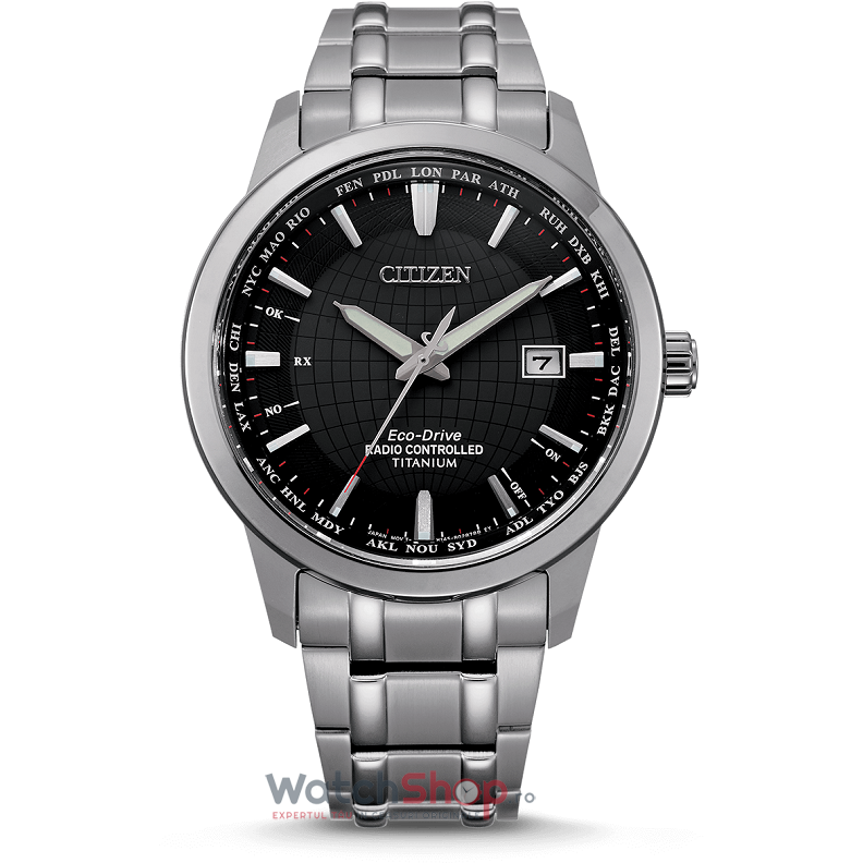 Ceas Original Citizen Elegant Negru SUPER TITANIUM CB0190-84E Radio Controlled pentru Barbati cu Comanda Online