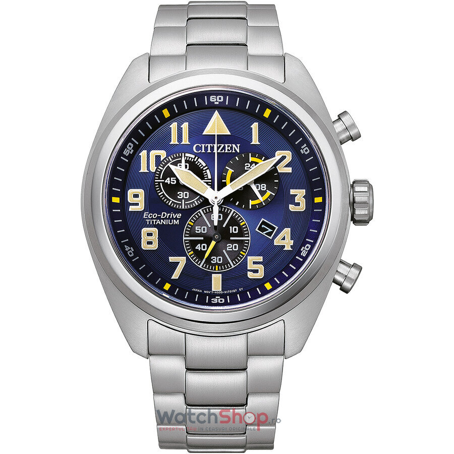 Ceas Original Citizen Sport Albastru SUPER TITANIUM AT2480-81L Cronograf pentru Barbati cu Comanda Online