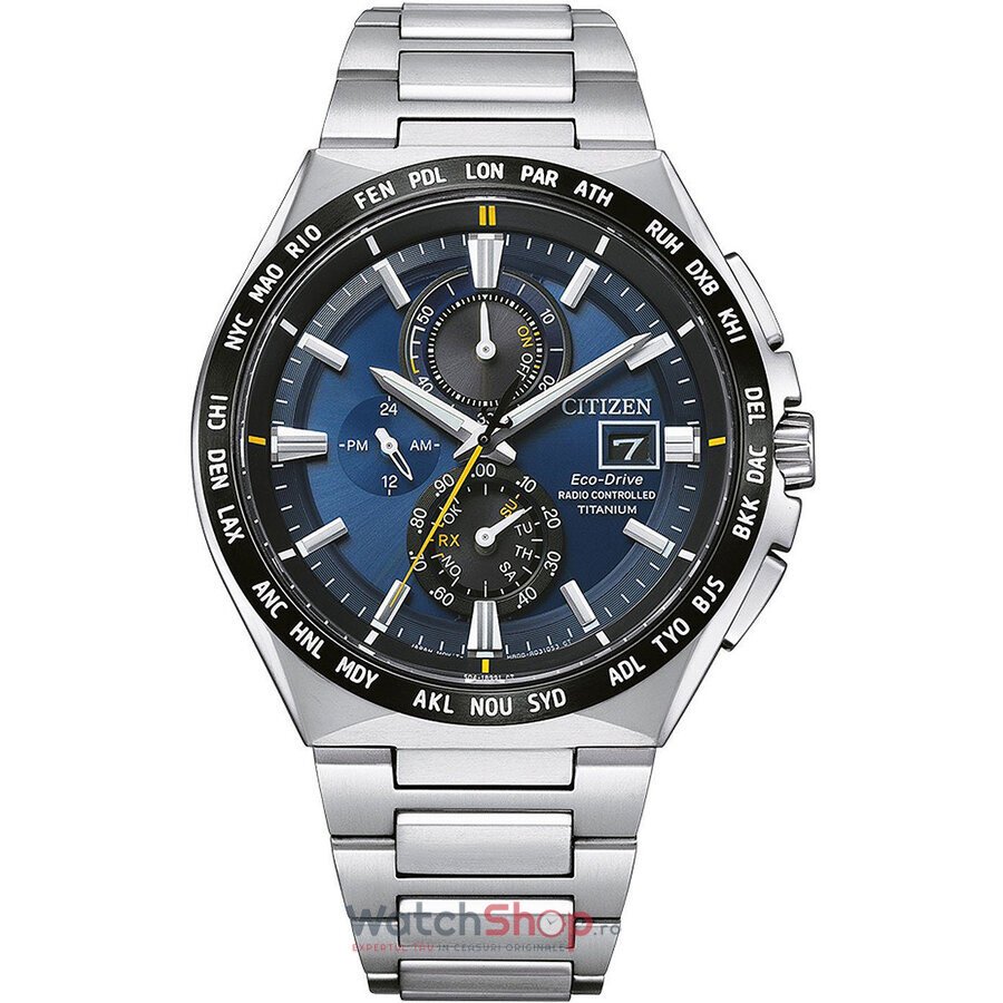 Ceas Original Citizen Sport Albastru TITANIUM AT8234-85L Radio Controlled pentru Barbati cu Comanda Online