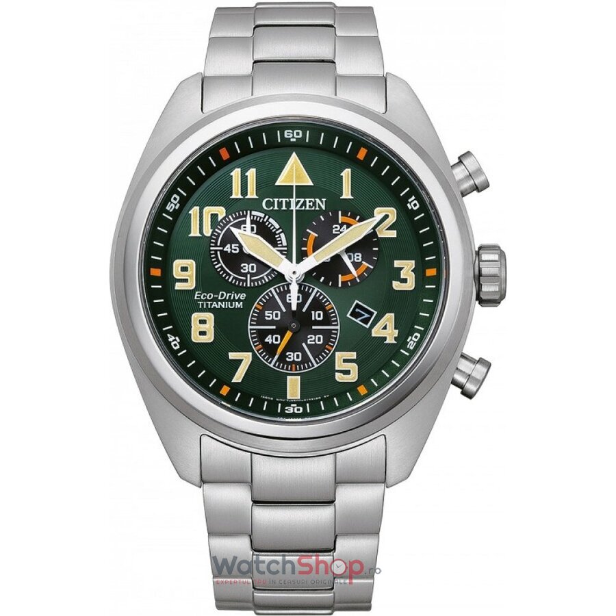 Ceas Original Citizen Sport Verde SUPER TITANIUM AT2480-81X Chronograph pentru Barbati cu Comanda Online