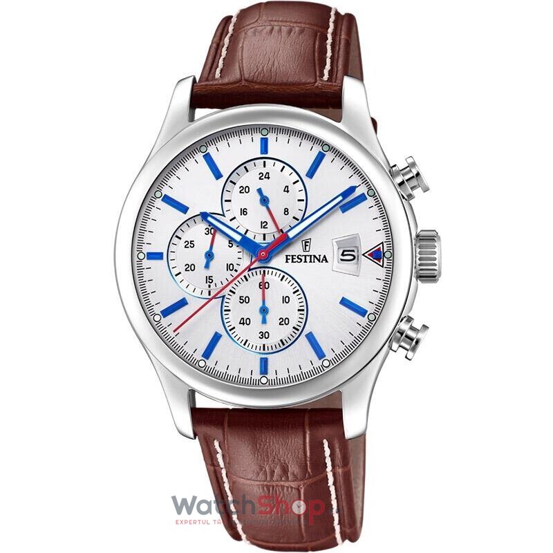 Ceas Original Festina Sport Argintiu Timeless F20375/1 Chronograph pentru Barbati cu Comanda Online